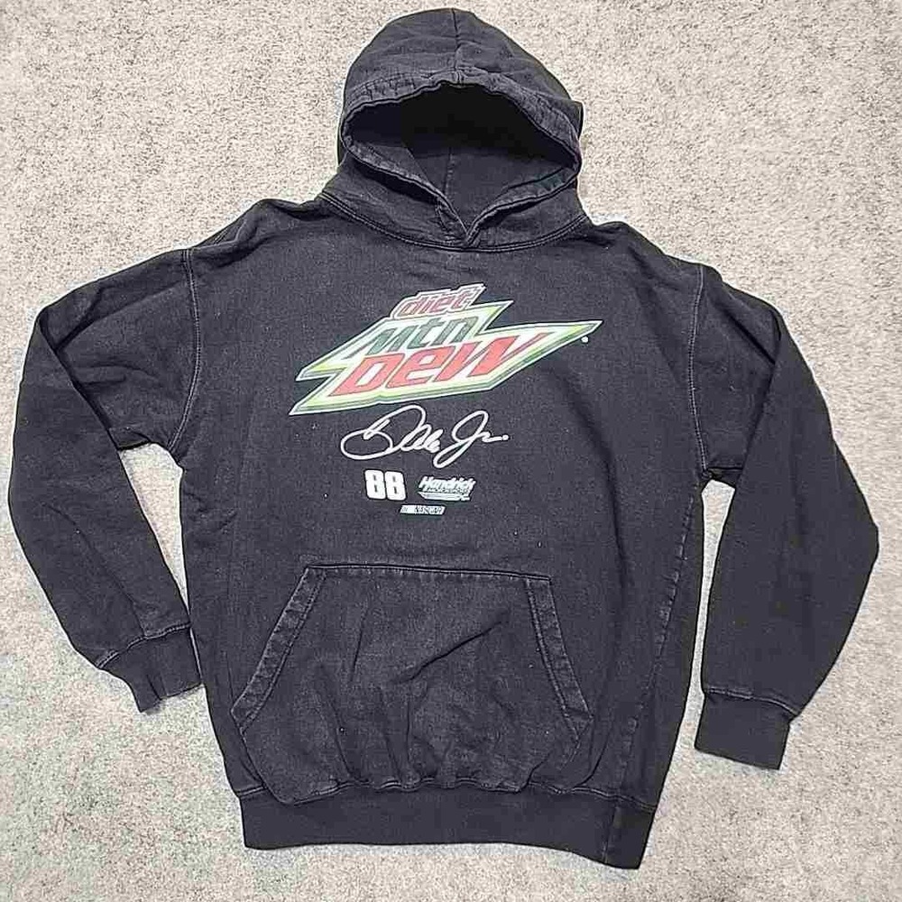 Goodyear Dale‎ Jr. 88 Black Diet Mountain Dew Logo Pullover Hoodie  Medium